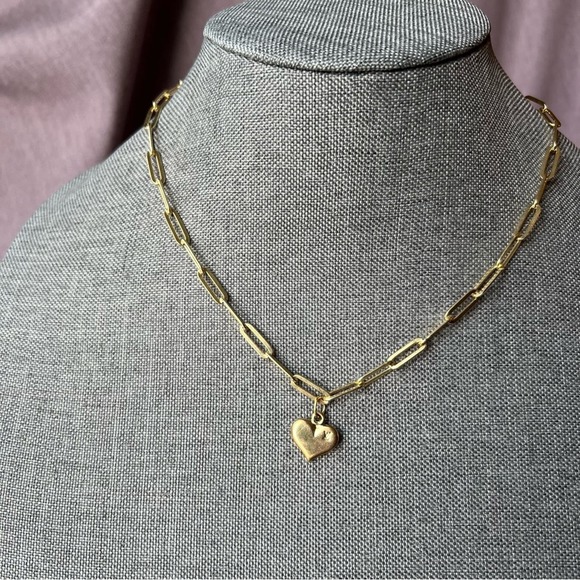 Authentic LV HEART PAPERCLIP NECKLACE Initial Charm NEW 18” 18K Gold 925 Silver - Picture 2 of 13